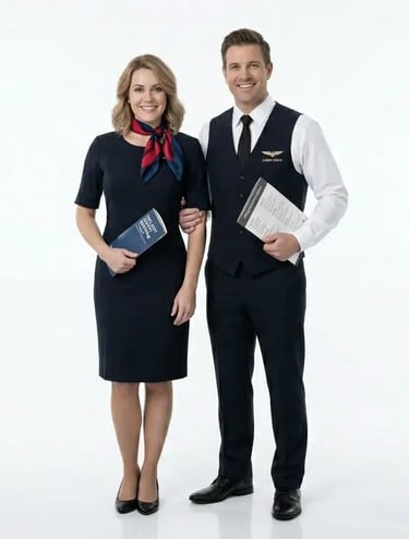 dos azafatos de vuelo con uniforme
