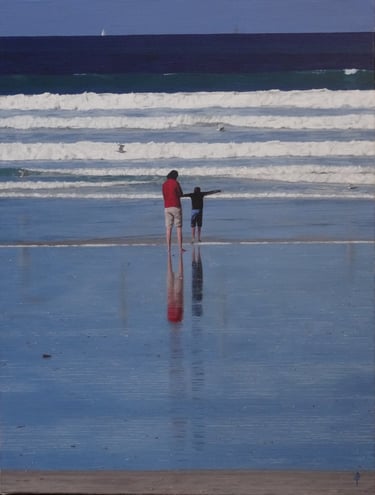 Tableau peinture à l'huile - Reflets à Plouharnel
