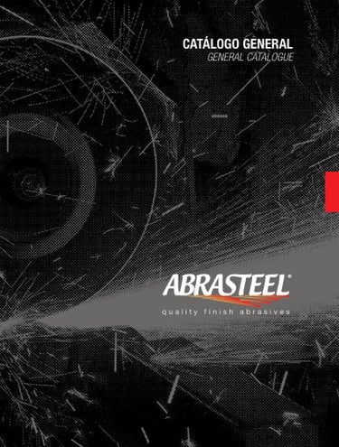Catálogo general de abrasivos Abrasteel para acabado y tratamiento de superficies metálicas.
