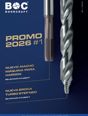 Promoción 2026 Bohrcraft: Brocas Turbo Step Neo y machos de máquina para Hardox