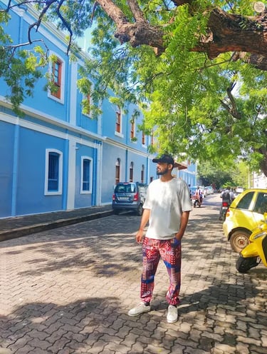  Aurobindo Ashram area with French colonial vibes.