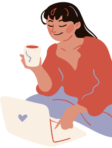 donna che manda una mail, contatto telefonico