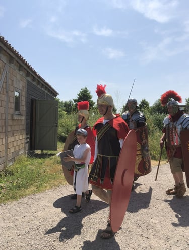 Romeinse reenactors tijdens de optocht door bodegraven
