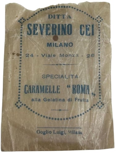 Rare original empty 1930 card pack for Severino Cei Caramelle Roma Sports cards