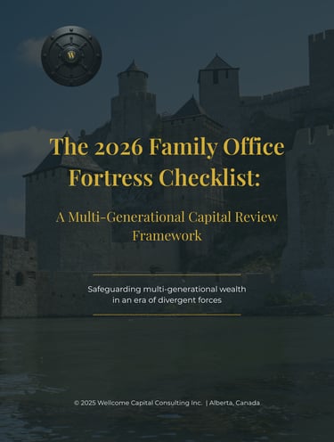 A stone castle and moat highlighting Wellcome Capital's 2026 Family Office Fortress Checklist