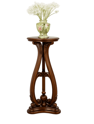 Elegant Hand-Carved Teakwood Plant Stand