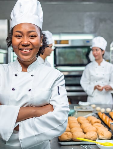  Chef cuisinier vêtu d’un uniforme blanc, souriant
