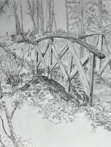 A2 graphite drawing: Cross some bridges