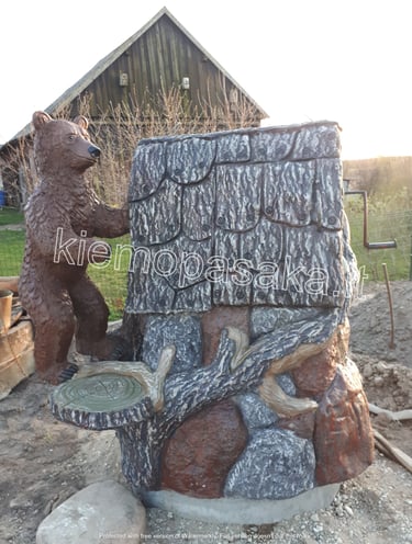 betoninis šulinys-šulinio apdaila su meškiukais