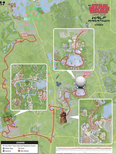 2018 runDisney Star Wars The Dark Side Half Marathon Weekend Half Marathon Course Map