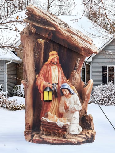 Life-size outdoor Holy Family display