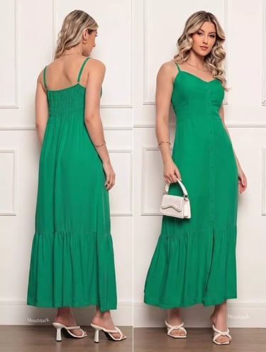 Vestido Feminino Longo em Viscolinho com Bojo