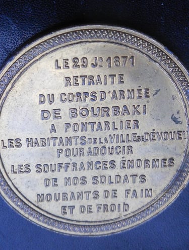 médaille ville de pontarlier guerre de 1870 corps d'armée bourbaki