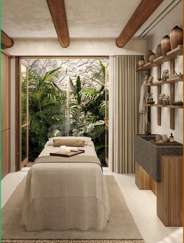spa treatment room design with biophilic elements