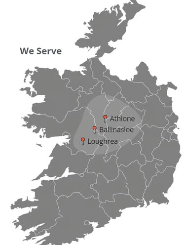 The map of Ireland with the MaxRefresh service area