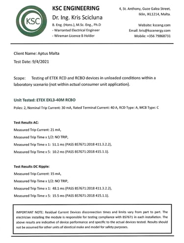KSC engineer testing of ETEK RCD