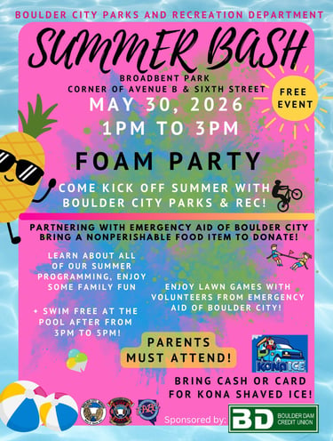 Boulder City Summer Bash 2026 flyer