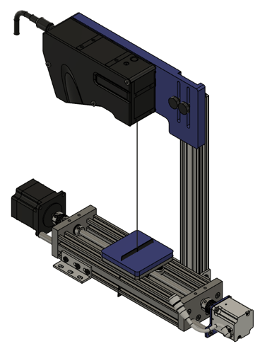Render of the 3D laser profiler with moving stage