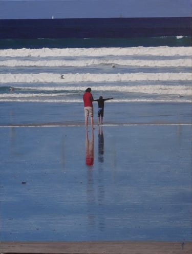 Tableau peinture à l'huile - Reflets à Plouharnel