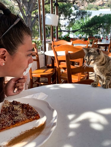 Eating Watermelon Pie from Milos Greece