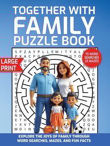 family puzzle book word search mazes large print fun puzzles for kids and parents liora onyx cover