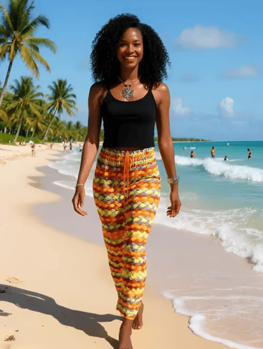 Jupe longue Esméralda aux motifs rayés et multicolores T 38/40