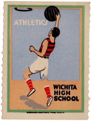 Wichita High School History Athletics Antique Basketball Stamp