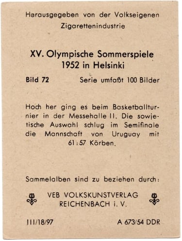 Olympic basketball cartes cards vintage for sale 1952