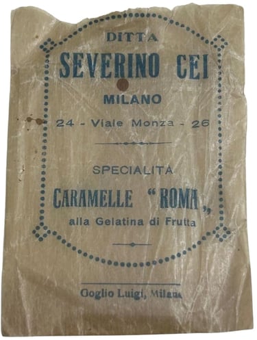Rare original empty 1930 card pack for Severino Cei Caramelle Roma Sports cards