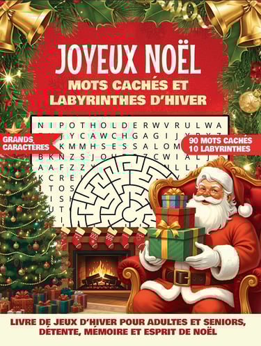 Joyeux Noël livre de mots cachés et labyrinthes dhiver grands caractères pour adultes et seniors liora onyx