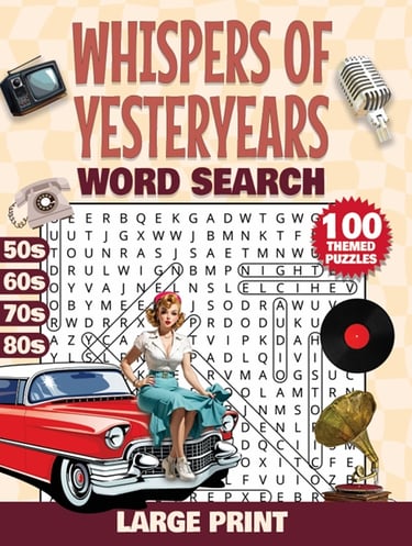 retro word search whispers of yesteryears 50s 60s 70s 80s large print nostalgic puzzle book liora onyx cover