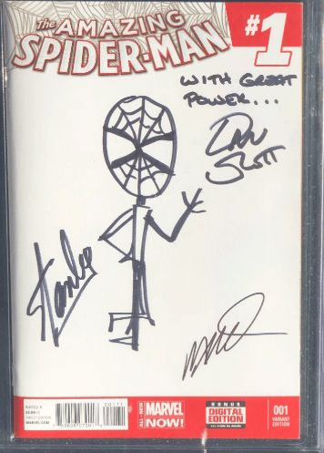 stan lee marvel comics signed spider man art
