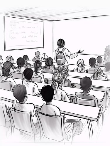 a teacher teaching a class of students in a classroom
