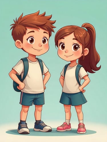 a boy and girl standing next to each other