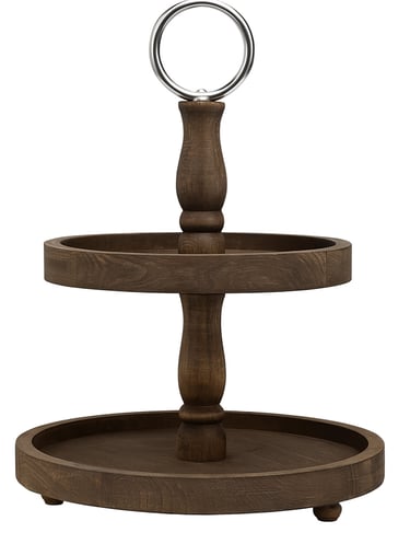 two tier wooden turntable