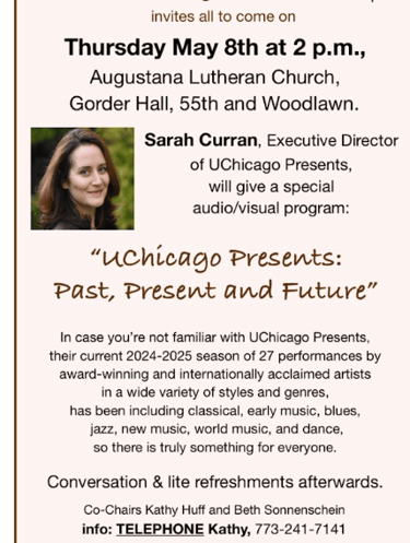 Flyer for May 2025 Program Meeting/Music presentation