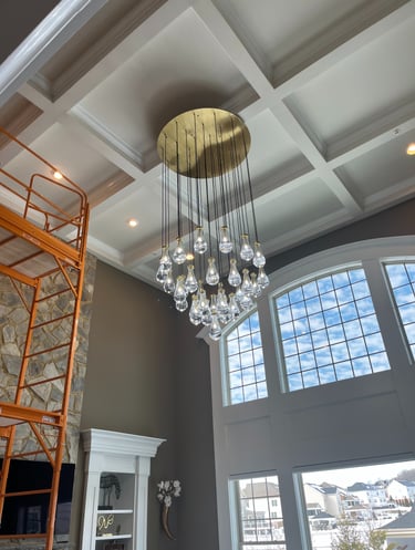 High-end chandelier with scaffold