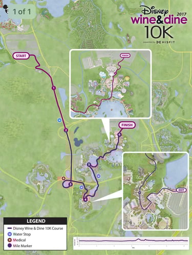 2017 runDisney Wine and Dine Half Marathon Weekend 10K Course Map
