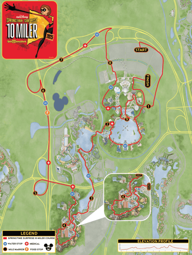 2025 runDisney Springtime Surprise 10-Miler Course Map