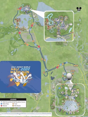 2022 runDisney Walt Disney World Marathon Weekend Half Marathon Course Map