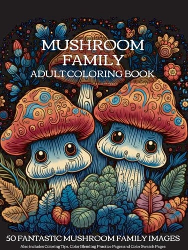a mushroom - themed adult adult coloring book with mushrooms and mushrooms