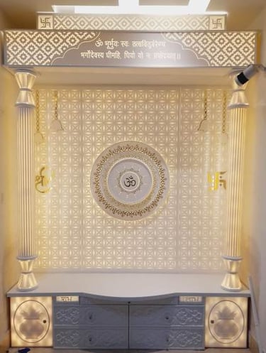 Corian mandir with 3d om