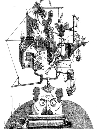 Rube Goldberg Illustration by Daryl Urig