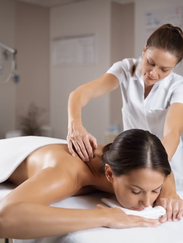a woman getting a back mas;sage from a man