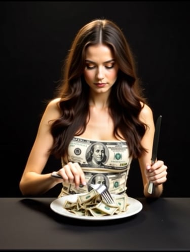 Elara of Nebadon | Eating money or wearing paper money in its literal sense.