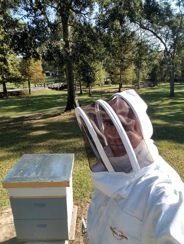a beekeeper with a beehive