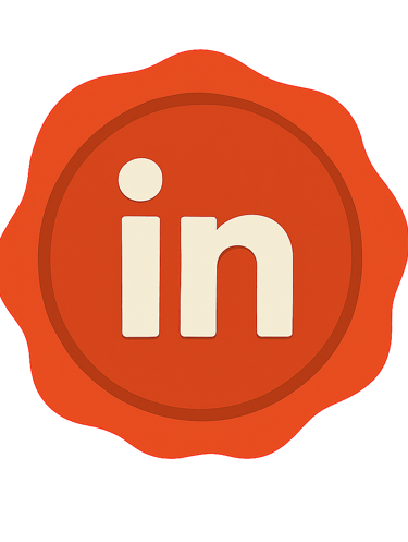 a red badge with the word linked on it