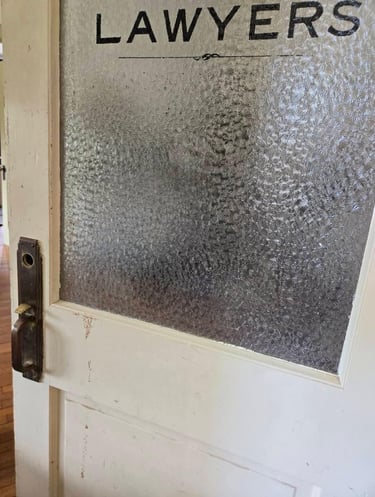 Lawyer's office door with restored vintage Sargent locks, internal compartments rebuilt and locks reinstalled