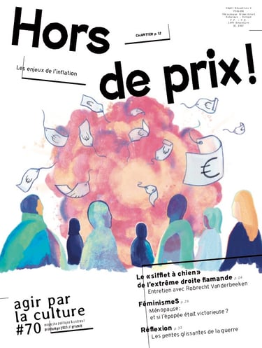 couverture d'agir pour la culture  illustrée par une explosion projetant des étiquettes de prix au-dessus d'une foule
