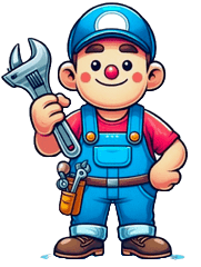 a cartoon character holding a wrenet and a wrenet